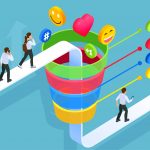 an illustration of people going through a sales funnel