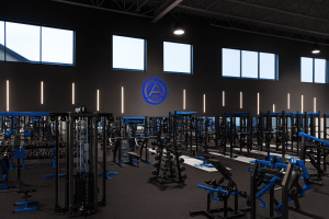 arco-workout-floor a weights gym designed by optimal design systems international